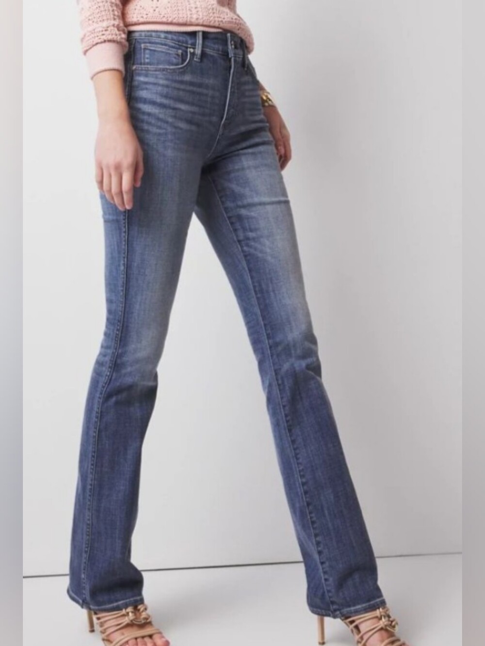 WHBM High Rise Skinny Flare Jeans, Size 6,